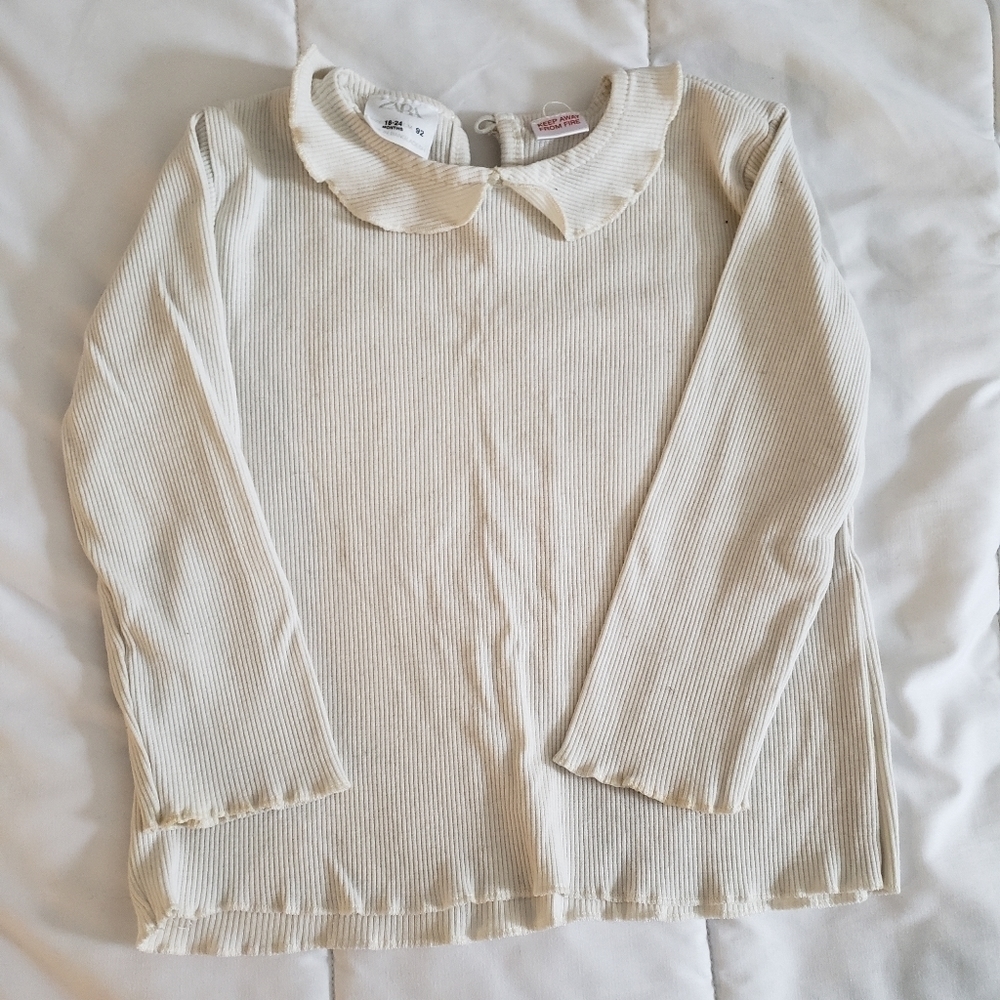 Zara Peter Pan Collar Shirt Cream 18 to 24